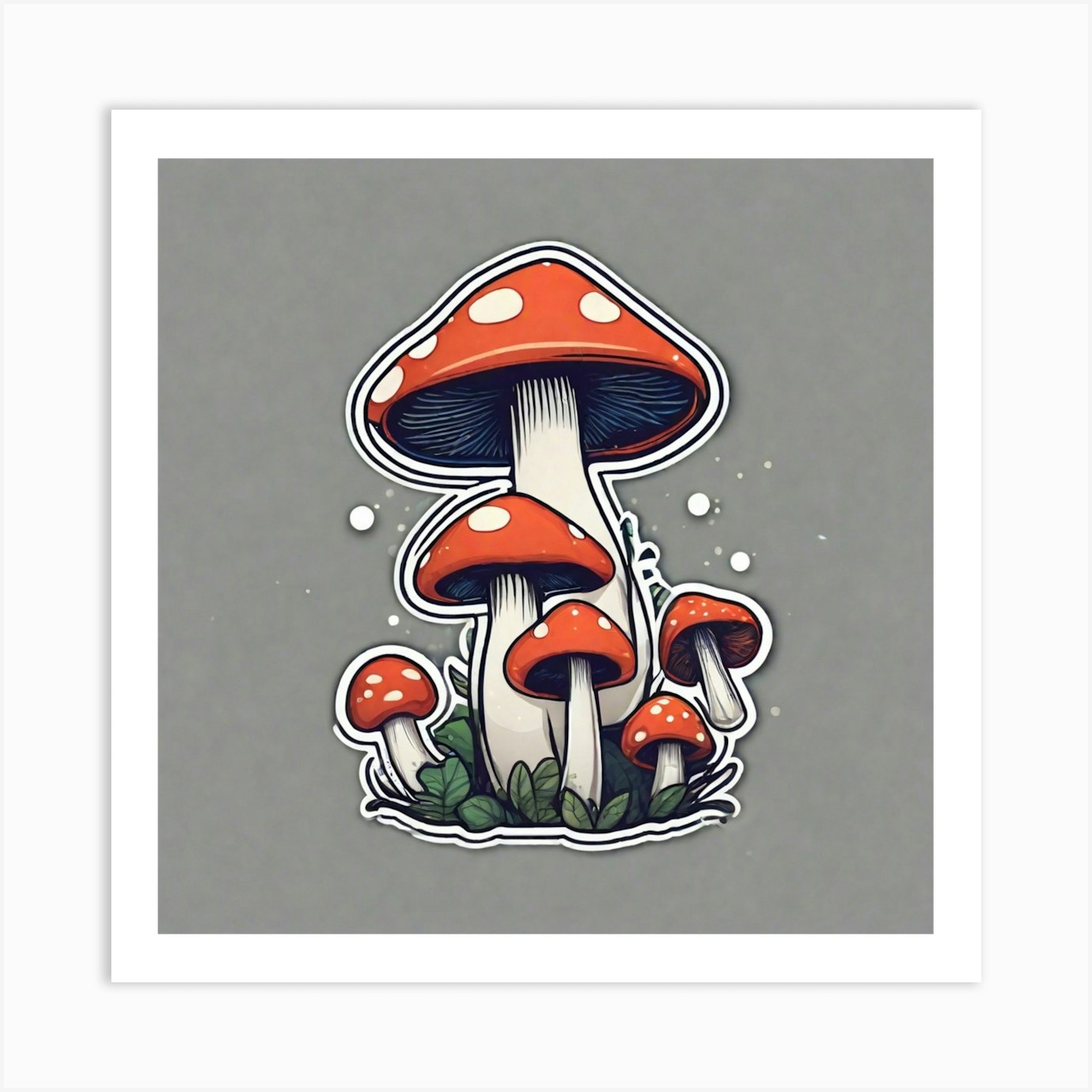 Mushroom Sticker Art Print by Pat4U - Fy