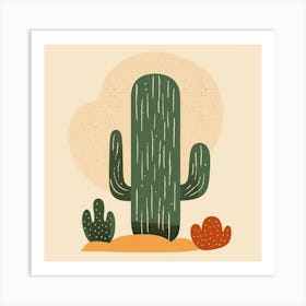 Rizwanakhan Simple Abstract Cactus Non Uniform Shapes Petrol 52 Art Print