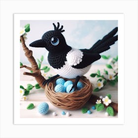 Amigurumi, Magpie bird 2 Art Print