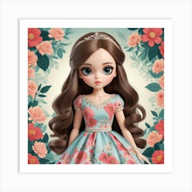 Doll With Flowers Art Print
