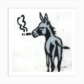 Banksy Style Graffiti Of A Donkey Smoking A Cigarette Art Print