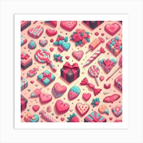 Valentine's Day, candy pattern Art Print