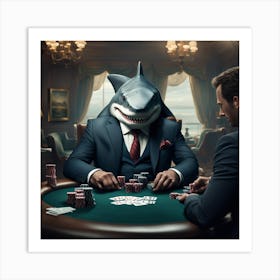 Shark At A Poker Table Art Print