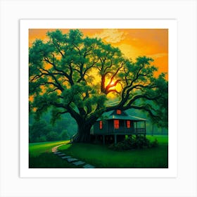 House Under A Tree Art Print