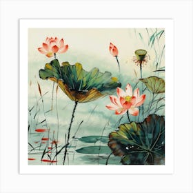 Lotus Flower Painting 4 Art Print