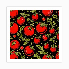 Red Tomatoes On Black Background 7 Art Print