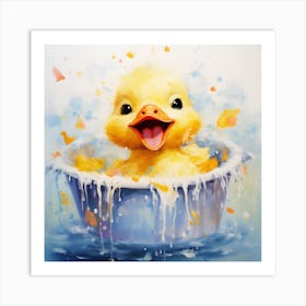 Cute Duck In A Tub Art Print