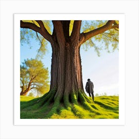 Man Standing Under A Tree Art Print