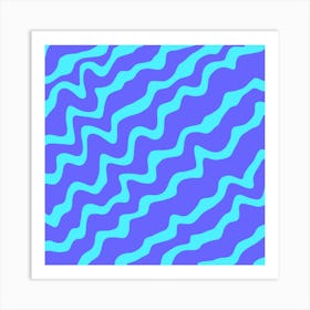 Blue Wavy Pattern Art Print