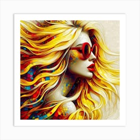 Girl With Long Yellow Hair Art Print
