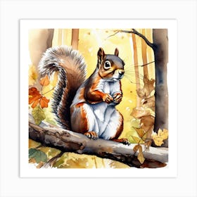 Squirrel In The Woods 58 Art Print