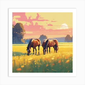 Horses In The Meadow 7 Art Print