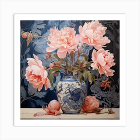 Pink Peonies In A Vase Art Print