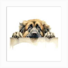 Dog Peeking Over The Wall 23 Art Print