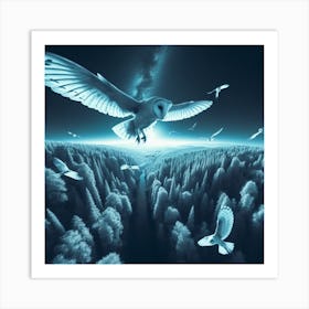 Owls In The Sky Art Print