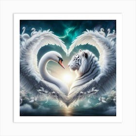 Swan And Tiger Art Print