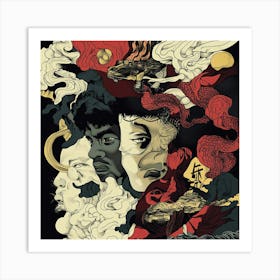 Japanese Abstract Manga Dragon Style Art Print