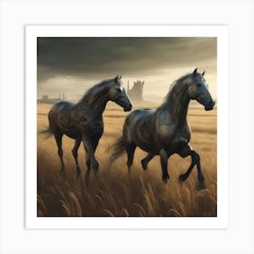 Two Horses In A Field 3 Art Print