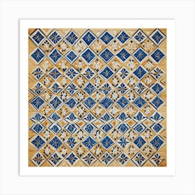 Blue And White Tile Pattern Art Print