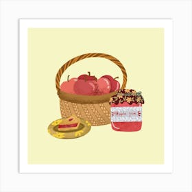 Apple and and basket of apple Art Print