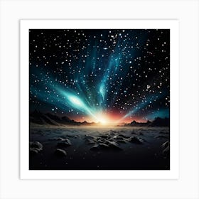 A Retro Inspired Scene Colors An Abstract Galaxy On A Background Of Space Magic Effects Shimmering (4) Art Print