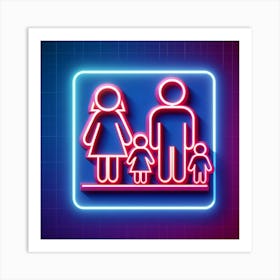 Neon Sign For Family Art Print