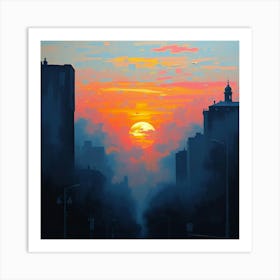 Sunset In New York City 3 Art Print