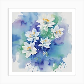 Watercolor Of White Flowers Art Print