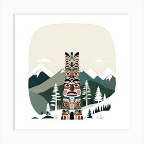 Totem Indigenous Tribal Symbol Luau Indian Alaska Culture Vancouver Canada Carving Art Print