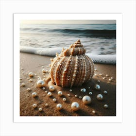 Sea Shell With Pearls 1 Art Print