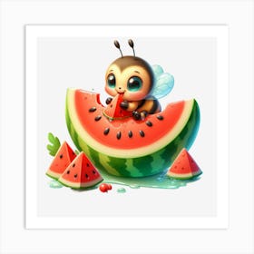 Watermelon Bee Art Print