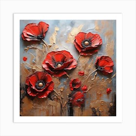 Large red poppy flower Art Print