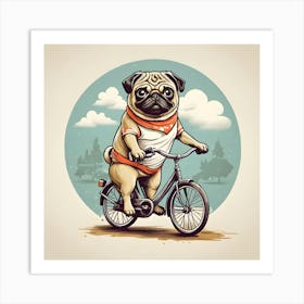 Pug Riding A Bicycle Art Print