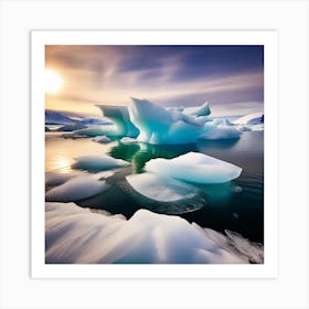 Icebergs In The Water 26 Art Print