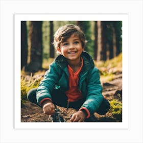 Boy In The Forest Art Print