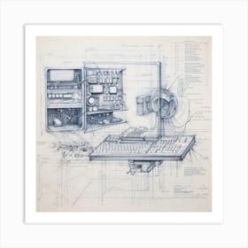 Igiracer Old Pc Blueprint 3 Art Print