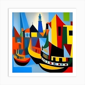 Boats In The Harbor Art Print