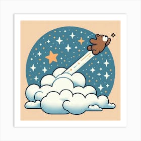 Teddy Bear Flying 1 Art Print