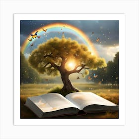 Rainbow Book Tree Art Print