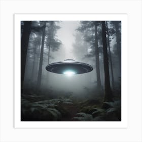 Alien Spacecraft In The Forest Art Print