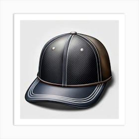 Blue And Black Baseball Cap With White Stripes Art Print