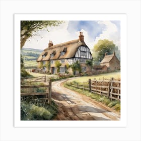 View Of Farm In England Watercolor Trending On Artstation Sharp Focus Studio Photo Intricate De Art Print