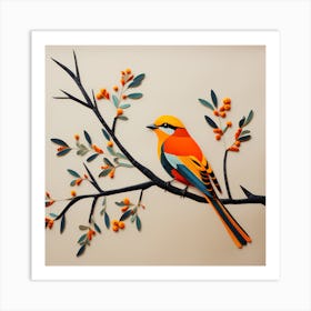 Peruvian Textile Art, Bird On a Branch, folk art, 130 Art Print