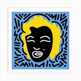 Black Marilyn Blue By Hen Macabi Art Print
