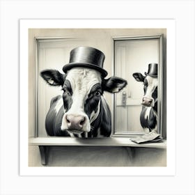 Cow In Top Hat 5 Art Print