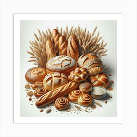 Bread And Wheat Art Print