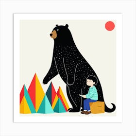 Bear And Boy 3 Art Print