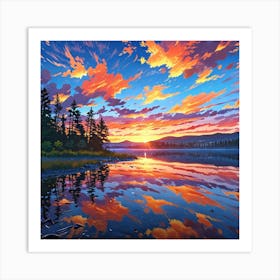 Sunset Reflected In Water Art Print