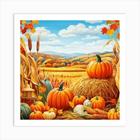 Bright Autumn Palette Incorporating Traditional Holiday Elements Styled In A Modern Art And Design (2) Art Print