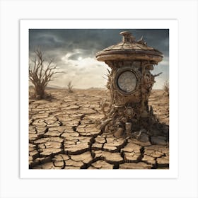 Clock In The Desert Art Print